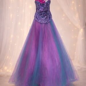 Jovani Y2K Dead-stock sequin strapless multicolor tulle gown NWT